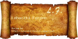 Lehoczki Ferenc névjegykártya